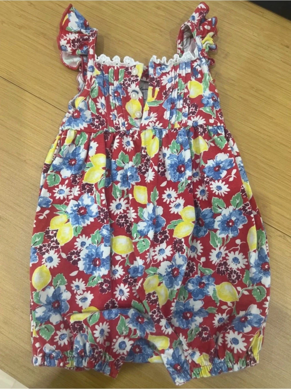 Red Floral Lemon Toddler Romper